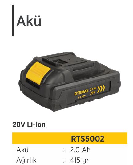 RTRMAX SMART-LION RTS5002 AKÜ 2.0Ah